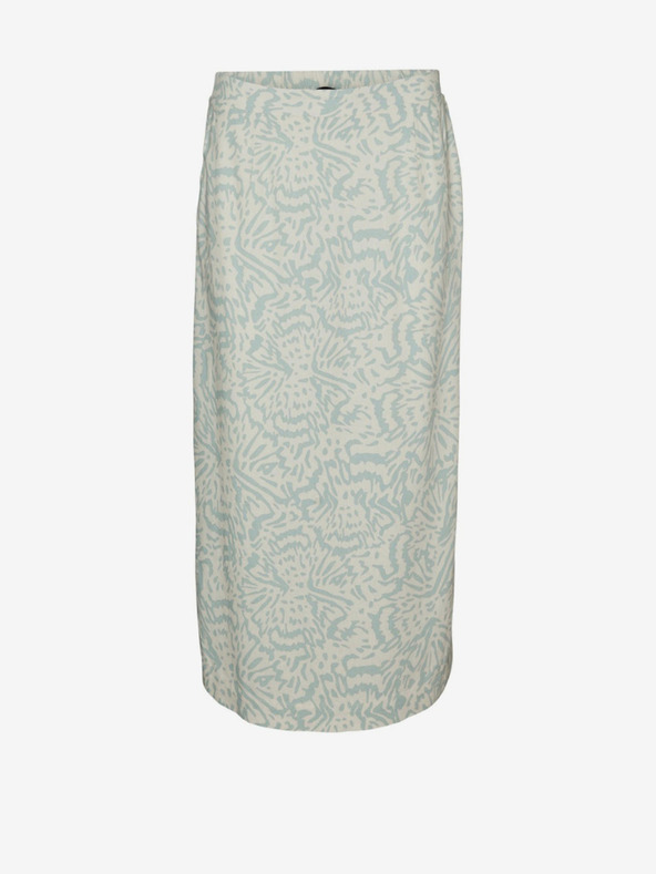 Vero Moda Cremefarbener gemusterter Midirock mit Leinen Vero Moda Mymilo