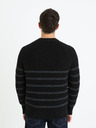 Celio Schwarzer gestreifter Herren-Pullover Celio Fepimpol