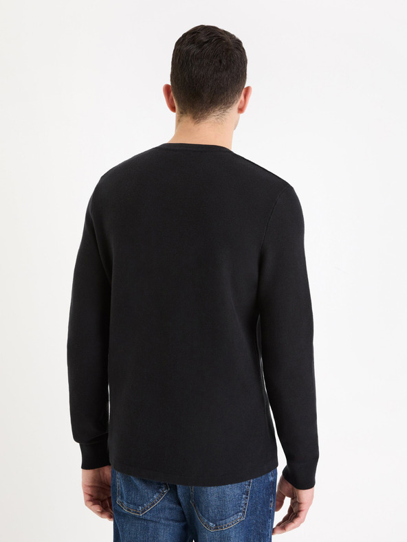 Celio Schwarzer Herren-Basic-Pullover Celio Genesis