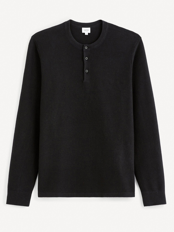 Celio Schwarzer Herren-Basic-Pullover Celio Genesis