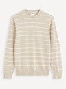 Celio Beige gestreifter Herren-Basic-Pullover Celio Decoton