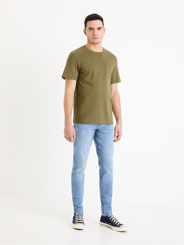 Celio Khaki Herren-Basis-T-Shirt Celio Gepik