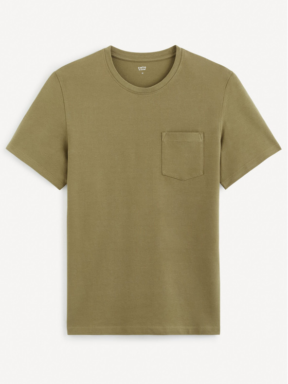 Celio Khaki Herren-Basis-T-Shirt Celio Gepik