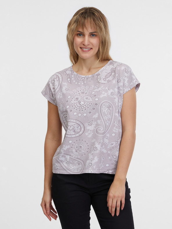 Sam 73 Hellviolettes gemustertes Damen-T-Shirt SAM 73 Margarita
