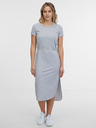 Sam 73 Hellgraues gestreiftes Damen-Midikleid SAM 73 Estela
