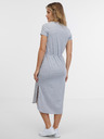 Sam 73 Hellgraues gestreiftes Damen-Midikleid SAM 73 Estela