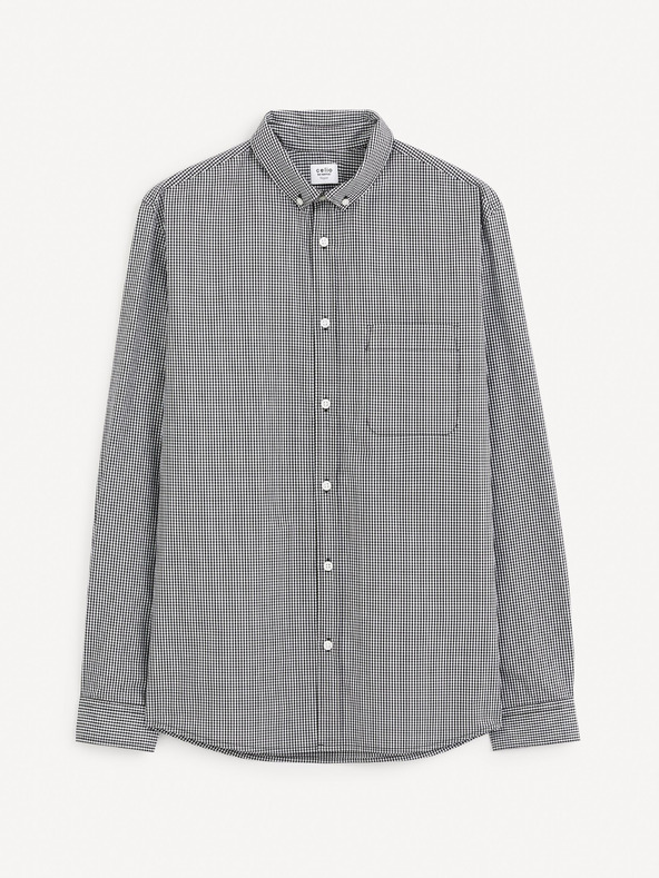 Celio Schwarzes gemustertes Herrenhemd Celio Gaopur