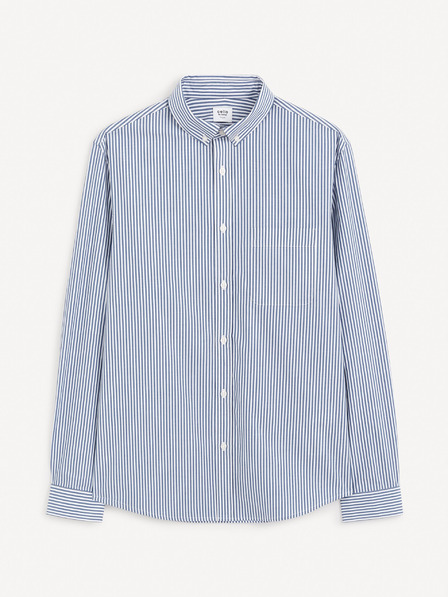 Celio Blaues gestreiftes Herrenhemd Celio Gaopur