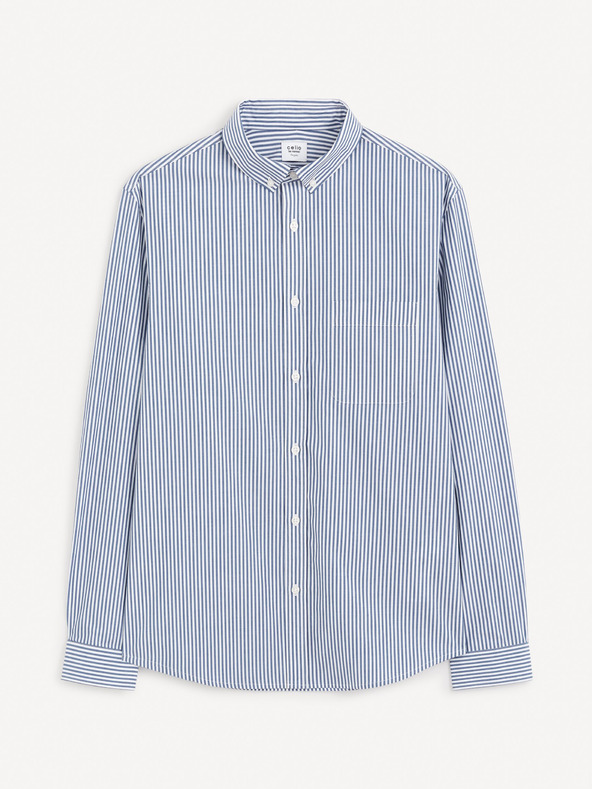 Celio Blaues gestreiftes Herrenhemd Celio Gaopur