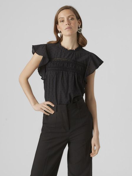 Vero Moda Schwarze Damenbluse mit Spitze Vero Moda Trine