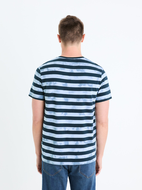 Celio Blau gestreiftes Herren-T-Shirt Celio Geudi