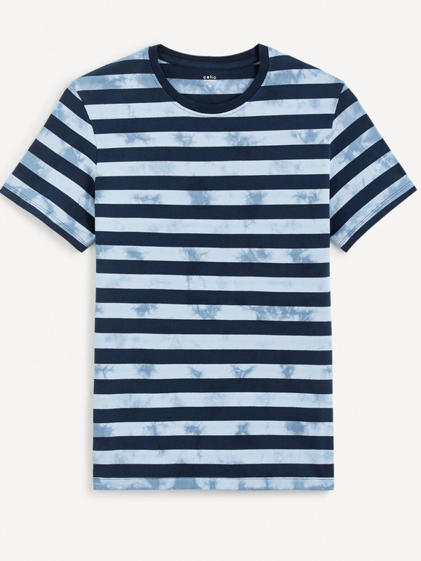 Celio Blau gestreiftes Herren-T-Shirt Celio Geudi