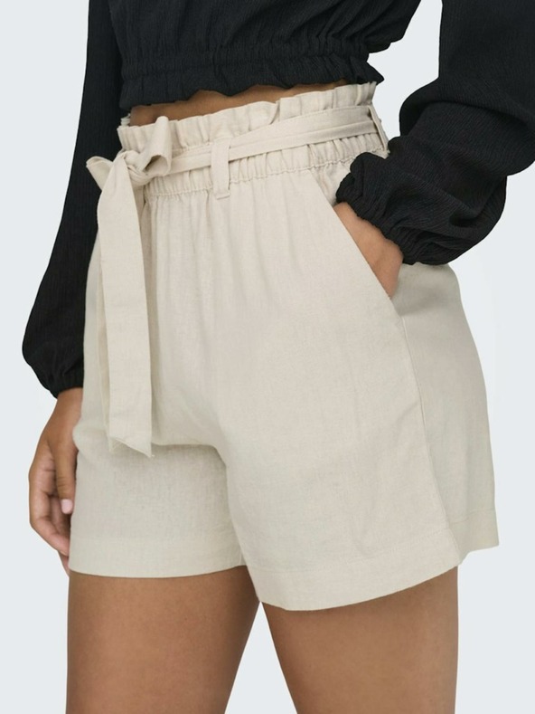 Jacqueline de Yong Cremefarbene Damen Leinen Shorts JDY Say