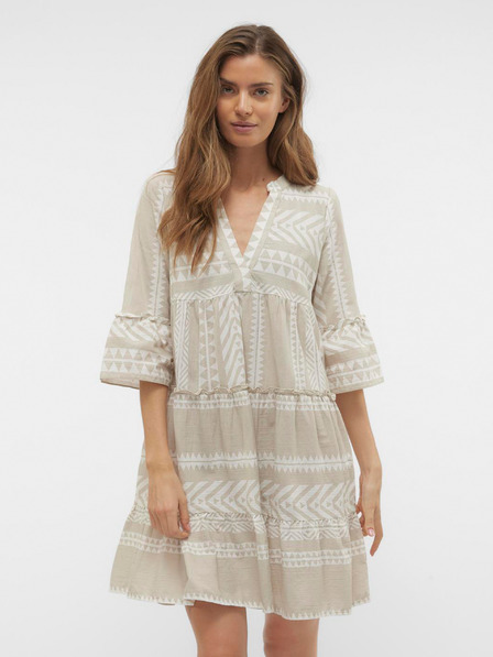 Vero Moda Weiß und grau gemustertes Vero Moda Dicthe Kleid für Damen