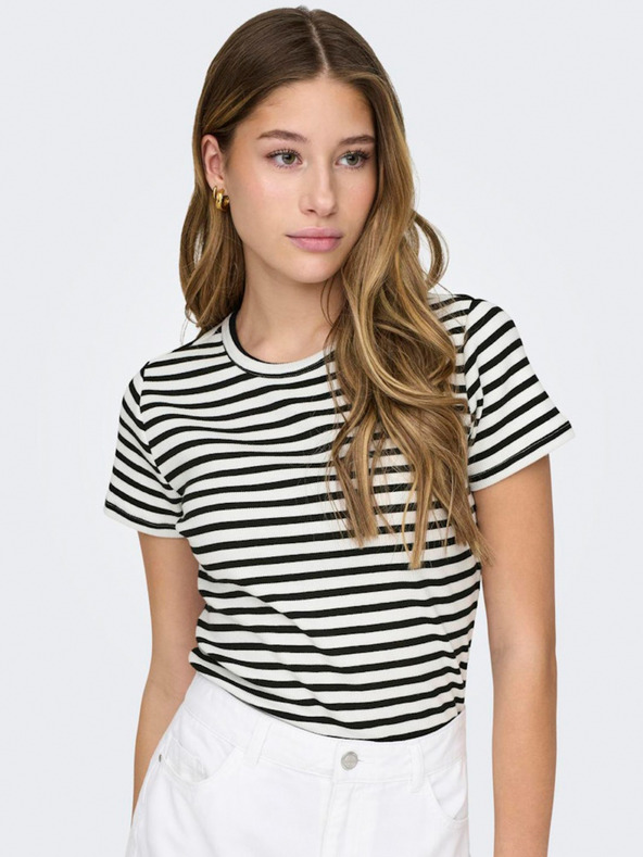 Jacqueline de Yong Schwarz-weiß gestreiftes Damenhemd JDY Solar