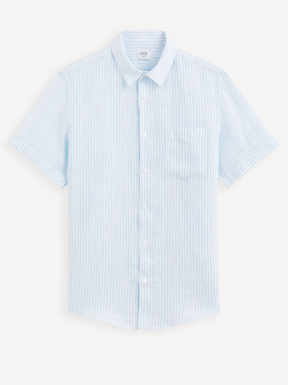 Celio Hellblau gestreiftes Herren-Leinenhemd Celio Damarlin