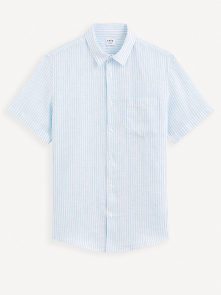 Celio Hellblau gestreiftes Herren-Leinenhemd Celio Damarlin