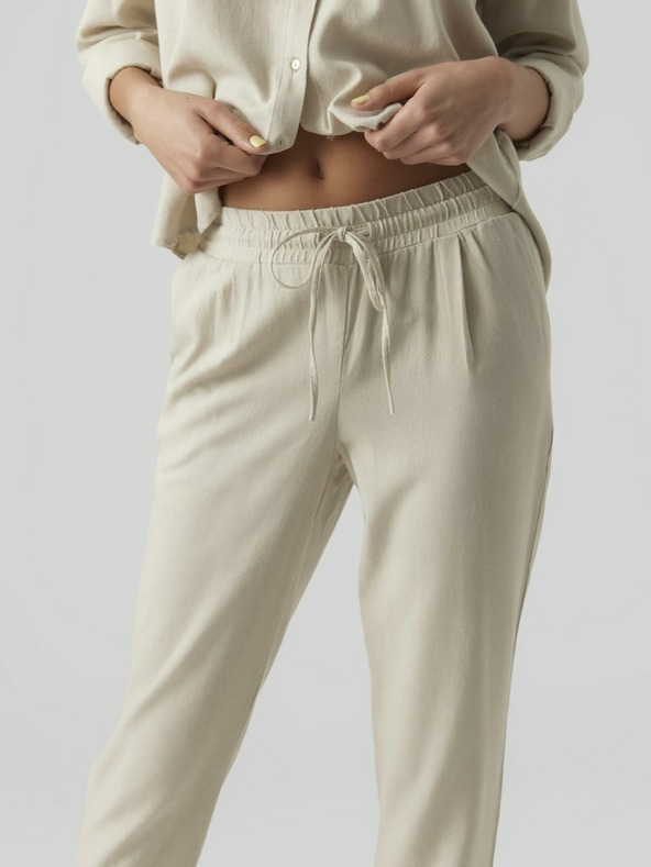 Vero Moda Beige Damenhose mit Leinen VERO MODA Jesmilo