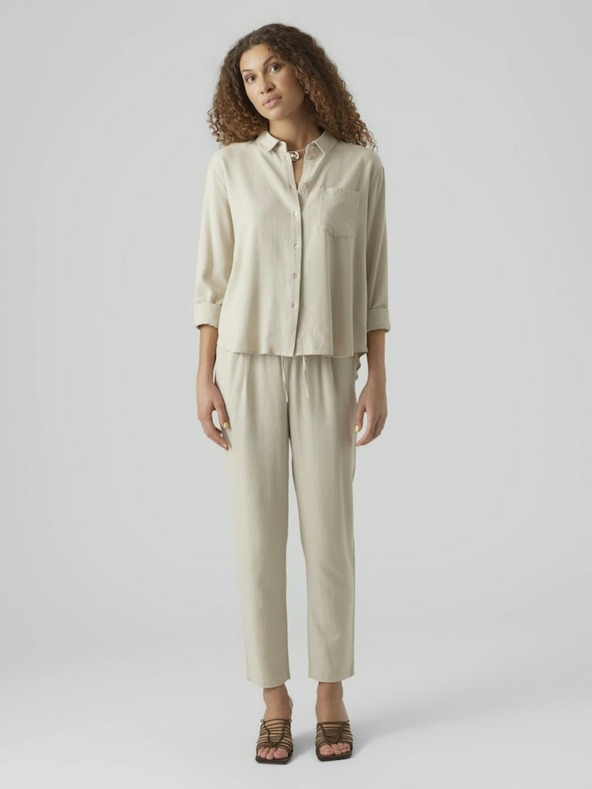 Vero Moda Beige Damenhose mit Leinen VERO MODA Jesmilo