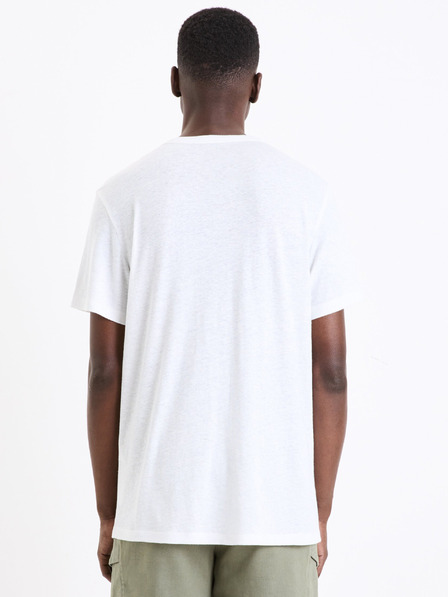 Celio Weißes Herren-Knopfleistenhemd Celio Geliney