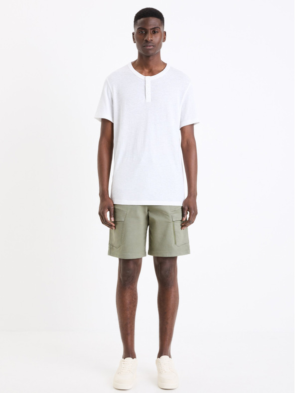 Celio Weißes Herren-Knopfleistenhemd Celio Geliney