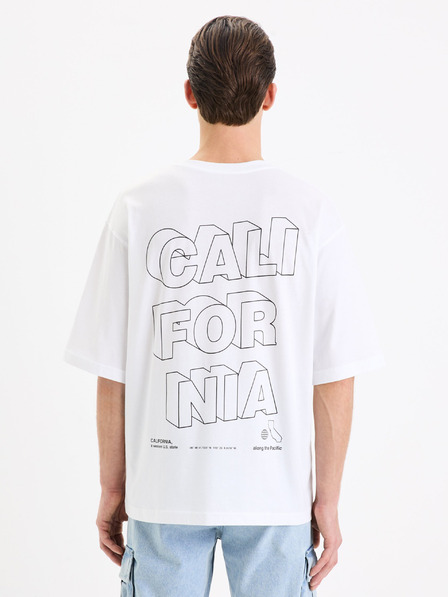 Celio Weißes Baumwoll-T-Shirt Celio Gesympa