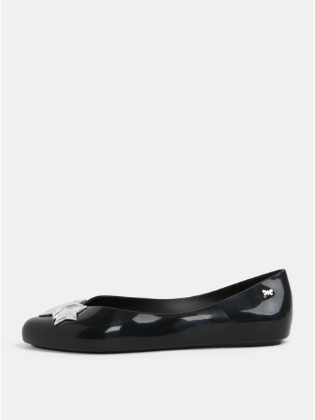 Zaxy Schwarze glänzende Ballerinas mit silberfarbenen Details Zaxy Chic