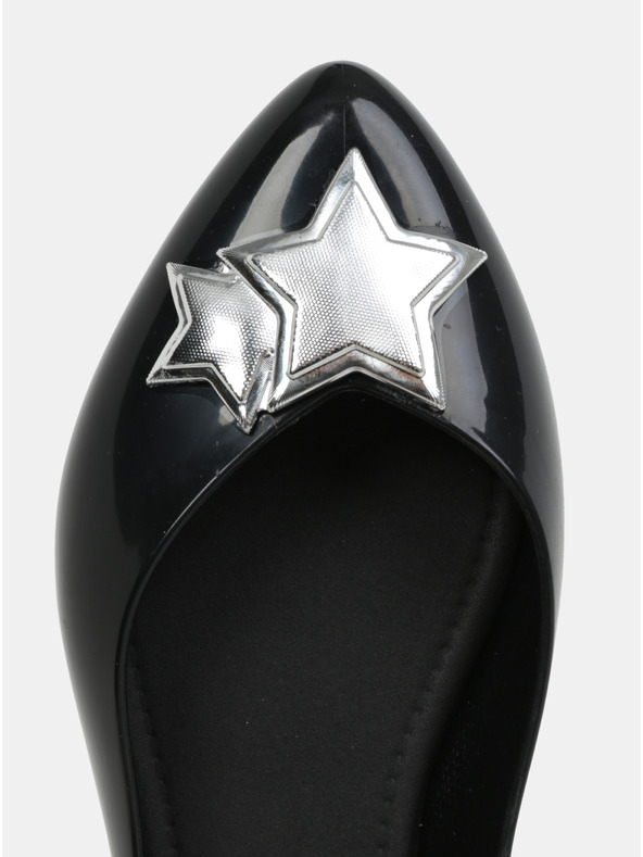 Zaxy Schwarze glänzende Ballerinas mit silberfarbenen Details Zaxy Chic