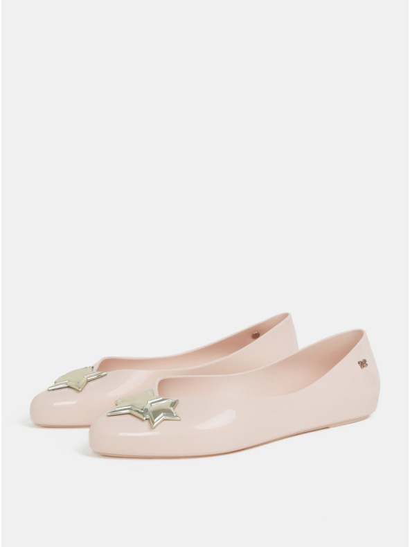 Zaxy Hellrosa glänzende Ballerinas mit goldenen Details Zaxy Chic