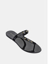Zaxy Schwarze glänzende Flip Flops mit goldenen Details Zaxy Spike