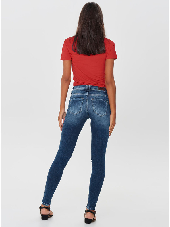 ONLY Blaue Skinny-Fit-Jeans mit Ripstop-Effekt ONLY