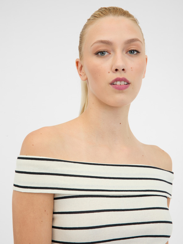 Orsay Weiß-schwarzes Damen-Kurzarm-T-Shirt ORSAY