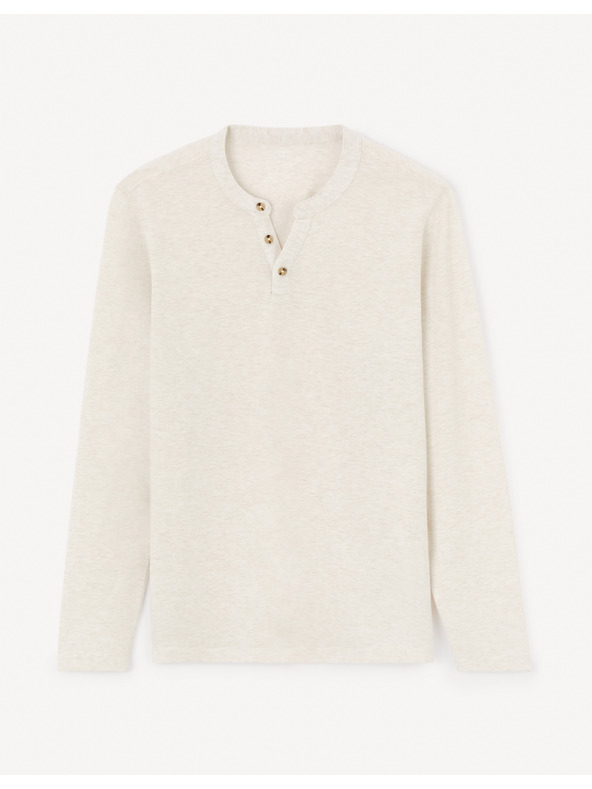 Celio Cremefarbenes Herren-Langarm-T-Shirt Celio Fegetiml