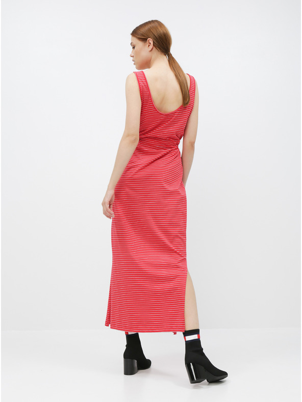 Vero Moda Rot gestreiftes Basic-Maxikleid mit Knöpfen und Schlitzen VERO MODA Daina