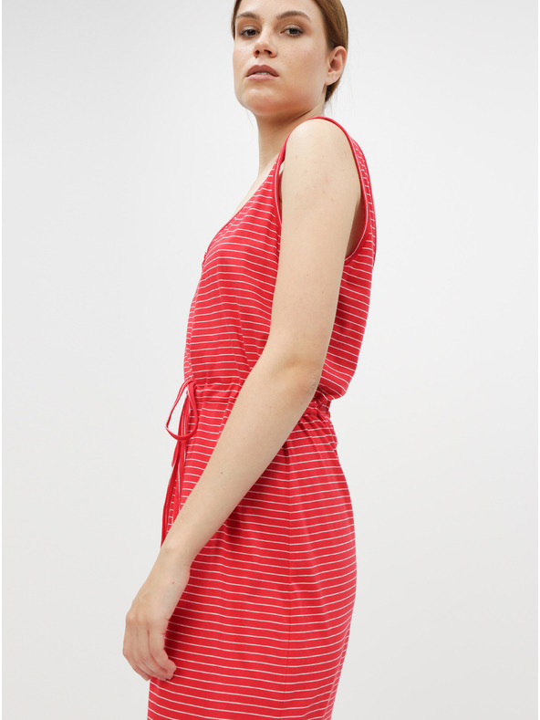 Vero Moda Rot gestreiftes Basic-Maxikleid mit Knöpfen und Schlitzen VERO MODA Daina
