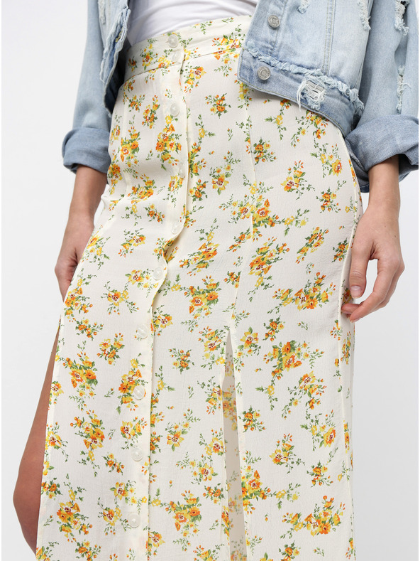 Miss Selfridge Cremefarbener geblümter Maxirock mit Schlitzen Miss Selfridge