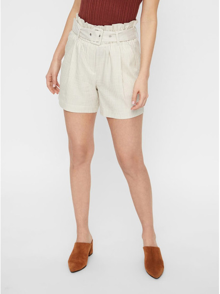 Vero Moda Beige gestreifte Shorts mit hoher Taille VERO MODA Gally