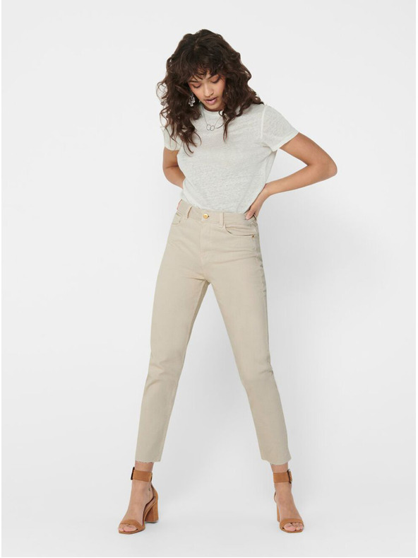 ONLY Beigefarbene Straight Fit Jeans für Damen ONLY Emily