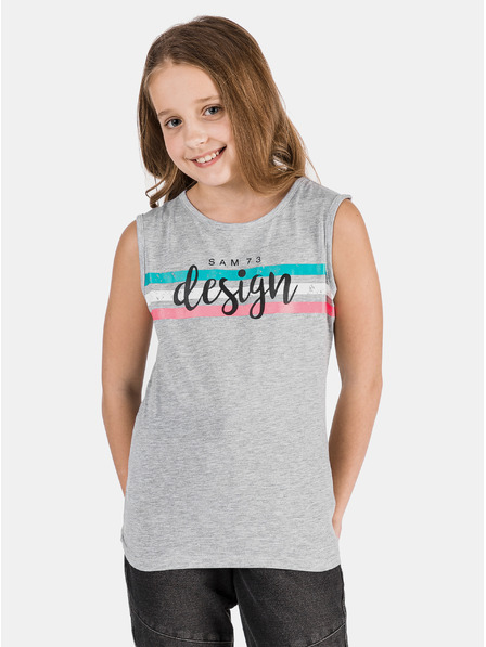Sam 73 Graues bedrucktes Mädchen-Tank-Top SAM 73