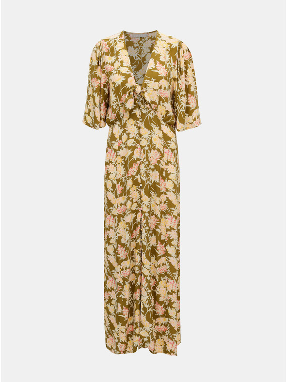 Pieces Khaki geblümtes Maxikleid Pieces Polly