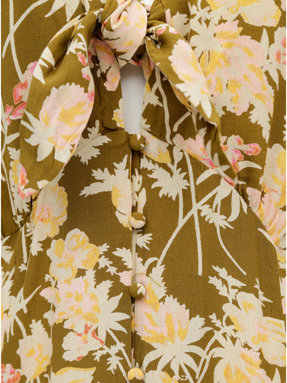 Pieces Khaki geblümtes Maxikleid Pieces Polly