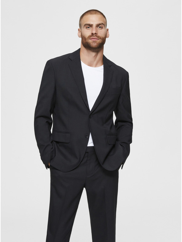 SELECTED Schwarzer Blazer aus einer Wollmischung Selected Homme Stock