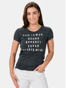 Sam 73 Dunkelgraues Damen-T-Shirt bedruckt mit SAM 73 Penny