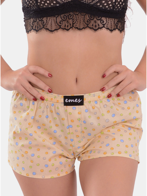 Emes Hellgelbe gemusterte Shorts für Damen von Emes