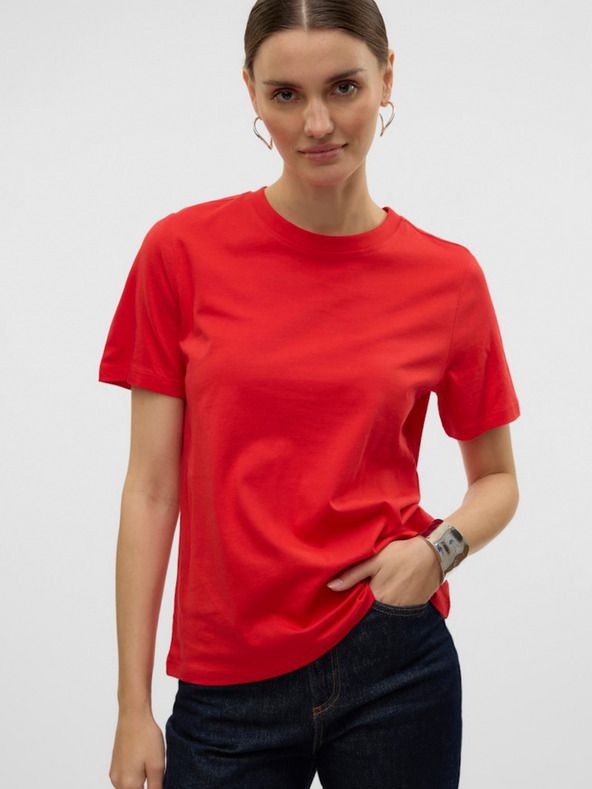 Vero Moda Rotes Vero Moda Damen-T-Shirt Paulina
