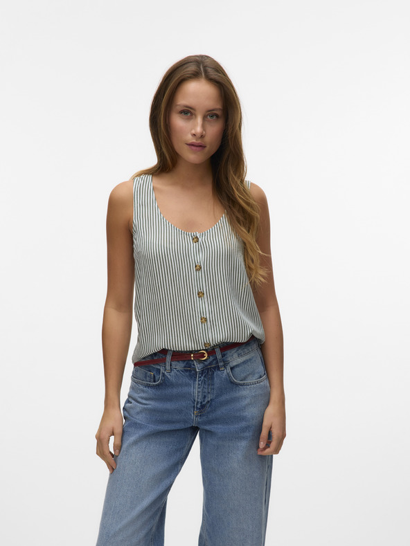 Vero Moda Weiß und grün gestreifte Damenbluse Vero Moda BUMPY