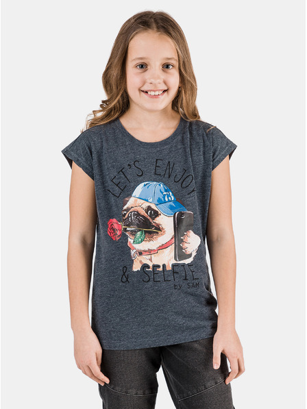 Sam 73 Dunkelblau Mädchen-T-Shirt mit Aufdruck SAM 73
