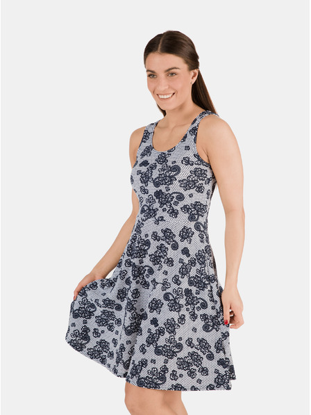 Sam 73 Blaues Blumenkleid mit Rückenausschnitt für Damen SAM 73