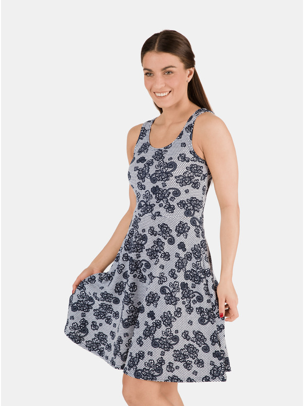 Sam 73 Blaues Blumenkleid mit Rückenausschnitt für Damen SAM 73