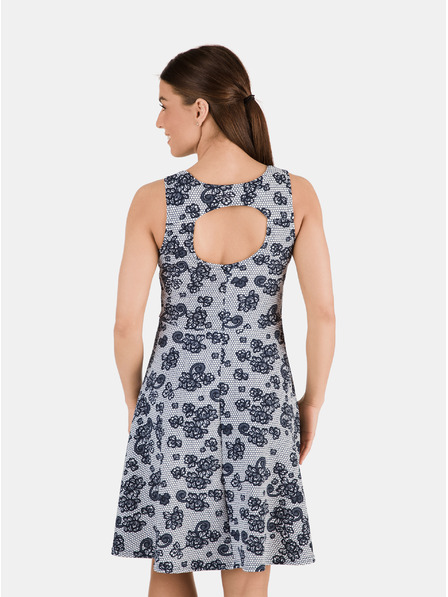 Sam 73 Blaues Blumenkleid mit Rückenausschnitt für Damen SAM 73